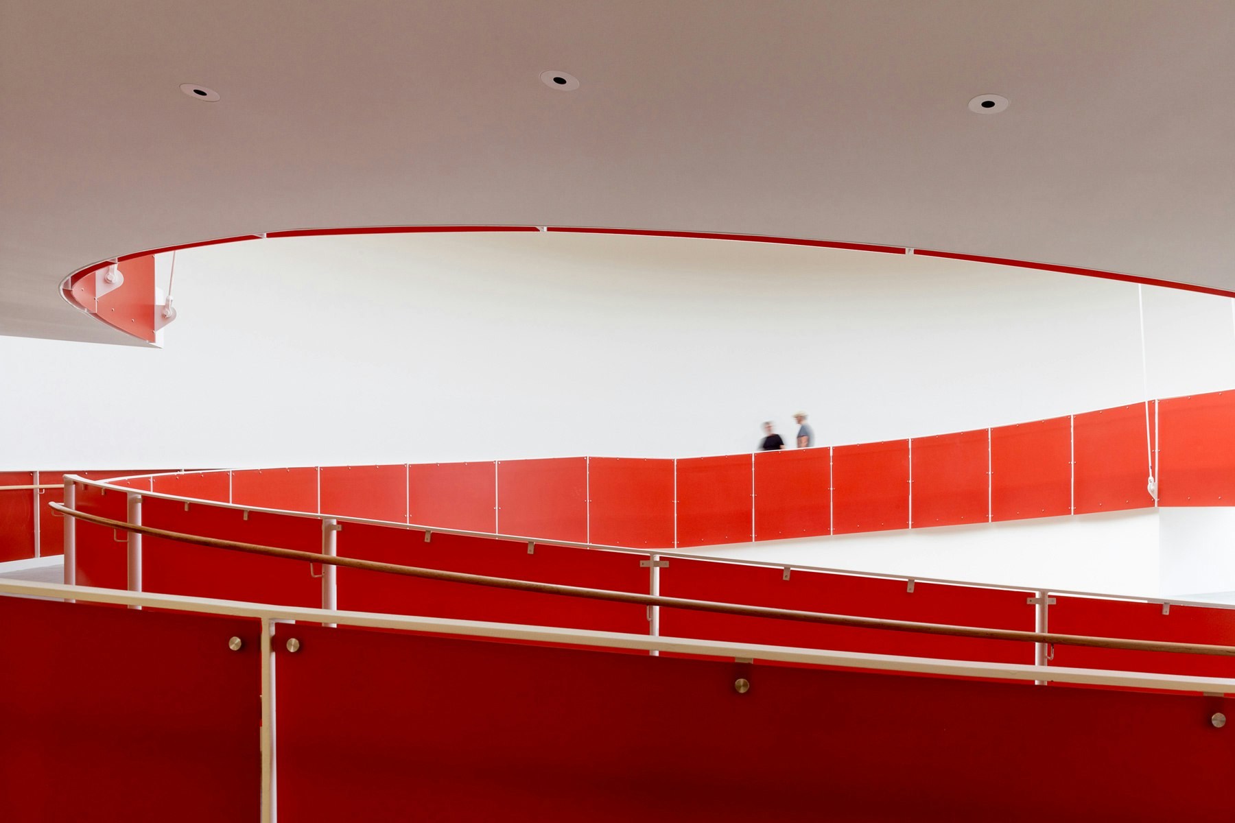 A photo of Ed Roberts campus, a large, spiraling ramp with high guard rails.